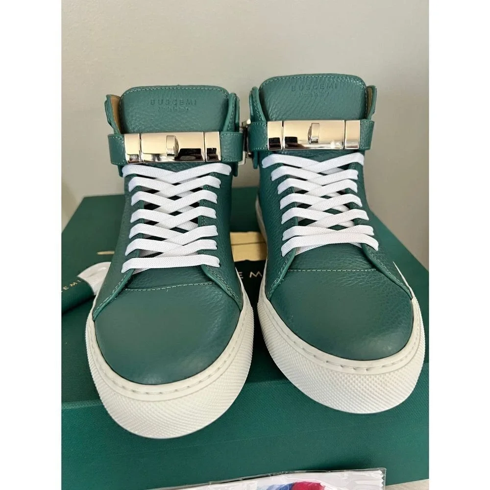 BUSCEMI Mid Sneaker, Women's Italian Leather Hightop , Size 38 (Euro) Petrol NWT - Picture 7 of 16